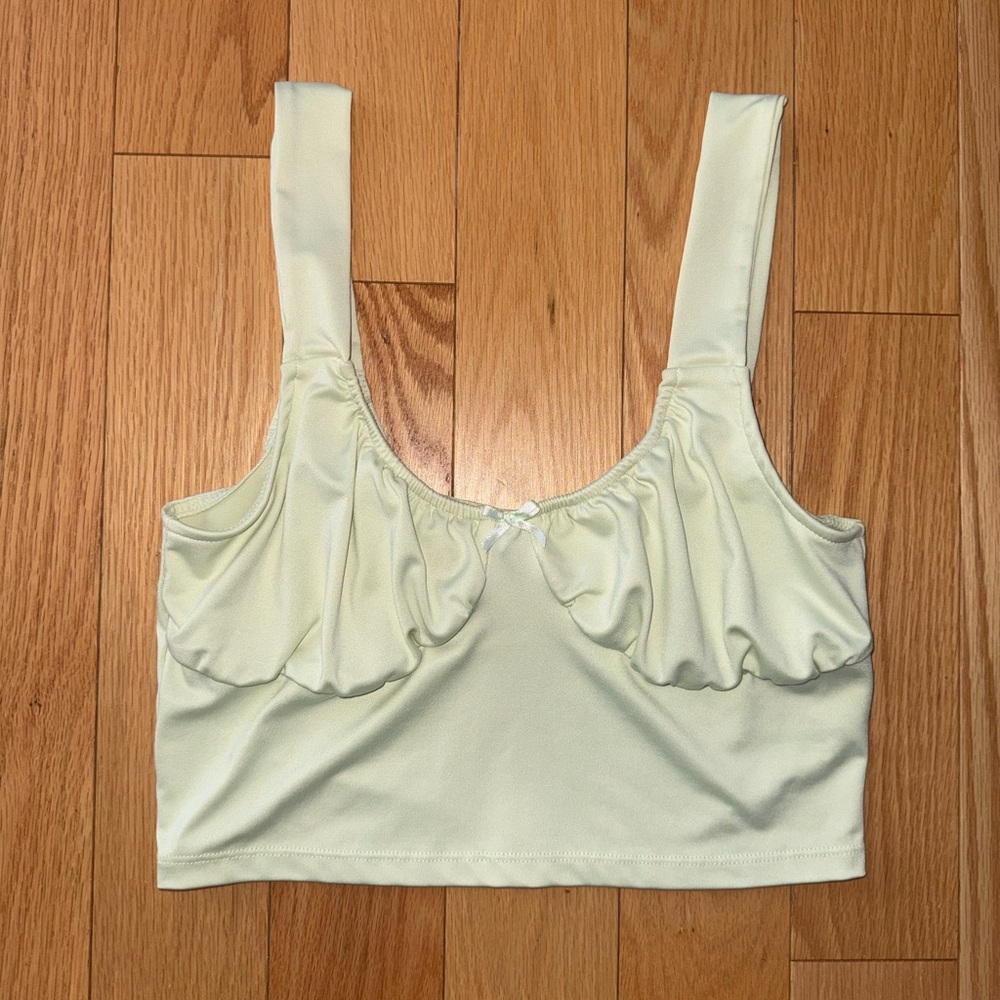 Soft Scoop Bralette crop top in Pale Green